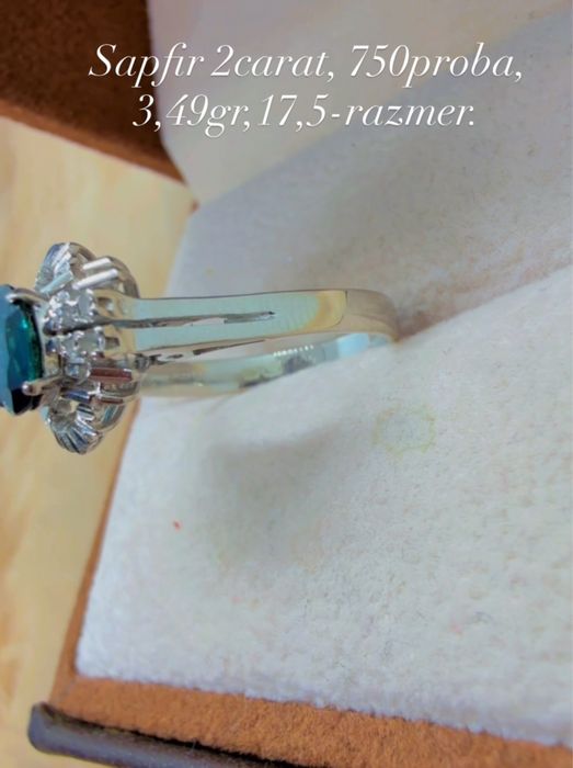 Элегантный кольцо с бриллантами и сапфирам 2 саратов 750проба 3,49gr
