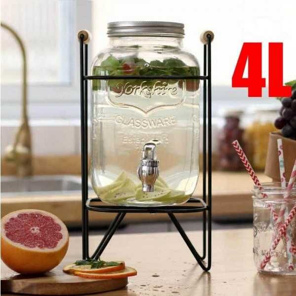 Ретро буркан за напитки 4Л с кранче/канелка и поставка