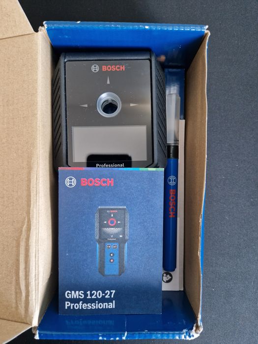 Detector digital de metale si cabluri electrice GMS 120-27, Bosch, acumulator 3.7V 1.0Ah, dimensiuni 186x86x33mm, cu husa de protectie