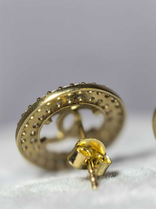 Cercei la modă aur galben 14K cu pietricele strălucitoare, 3,49 g – noi