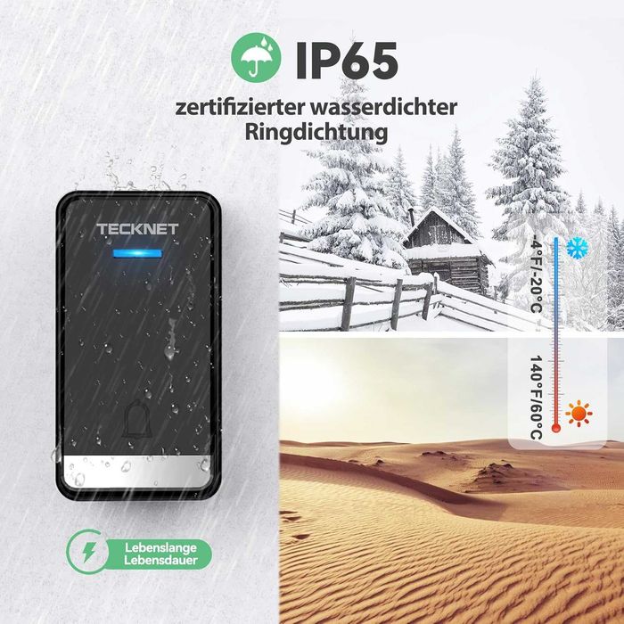 TECKNET безжичен звънец IP65 400м без батерии