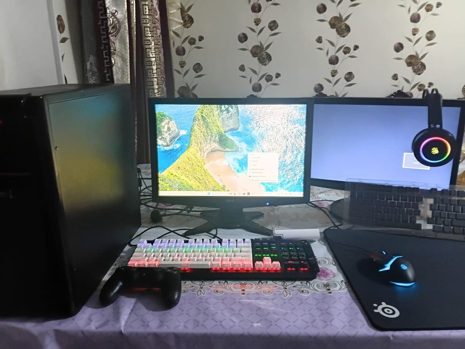 Ойынға дайын толық ПК сетап (2 монитор + механикалық пернетақта)