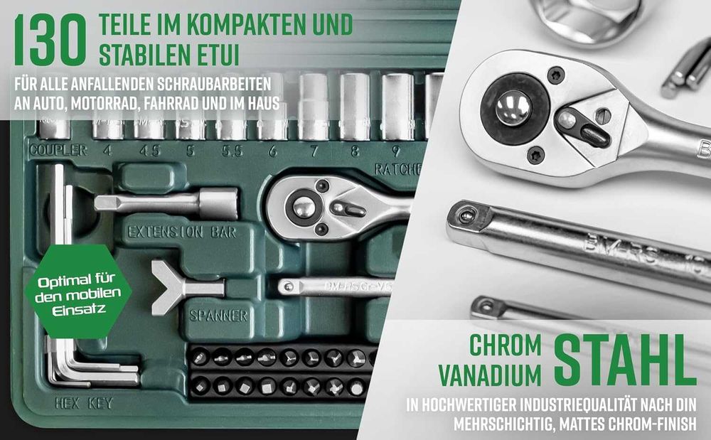 Комплект вложки с тресчотка Mannesmann 29166, 130 части, 6.3 мм - 1/4“