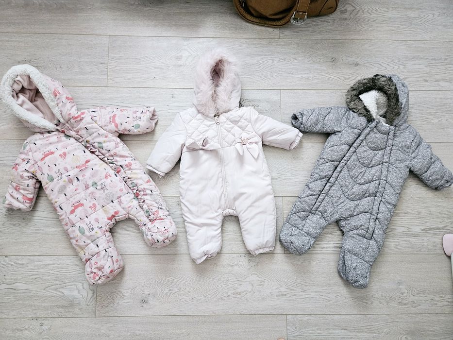 Combinezon gros de iarna roz fetita & gri baietel pt bebe 3 luni 62-68