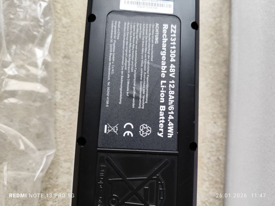 Baterie Bicicleta Electrică Li-ion 48v / 12,8Ah / 614,4 Wh noua