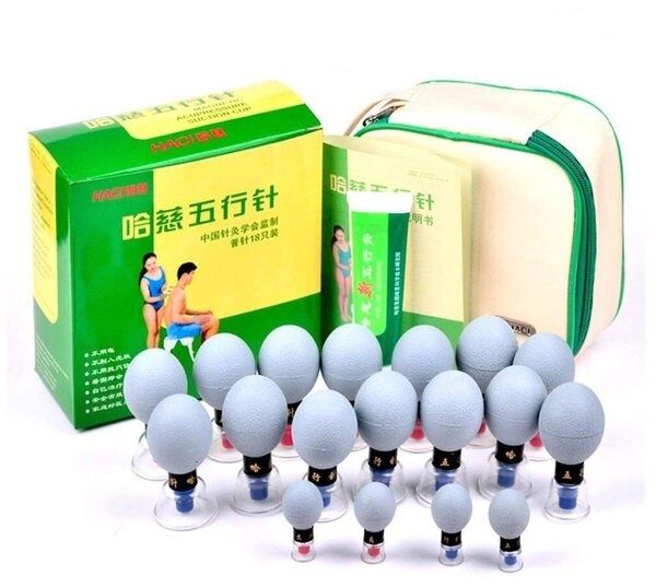 Вакуумные банки HACI Classic Silver акупунктурные магнитные 18шт. (Ха