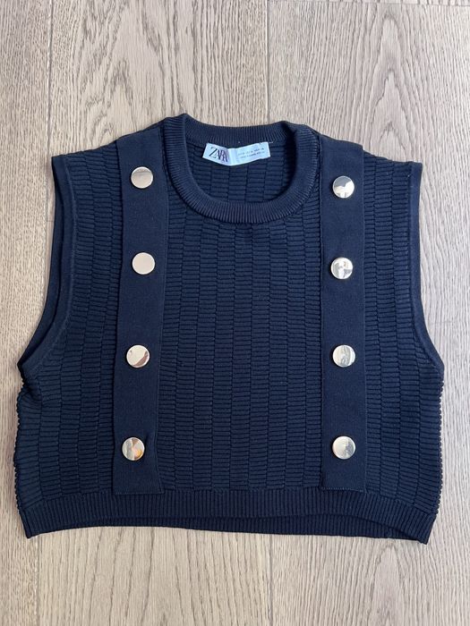 Top Zara negru, tip vesta, mărimea M