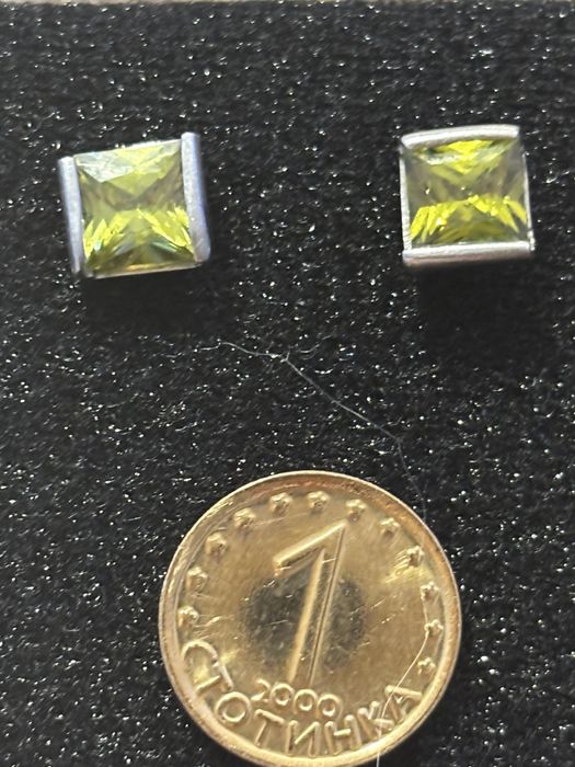 Сребърни обеци с камък