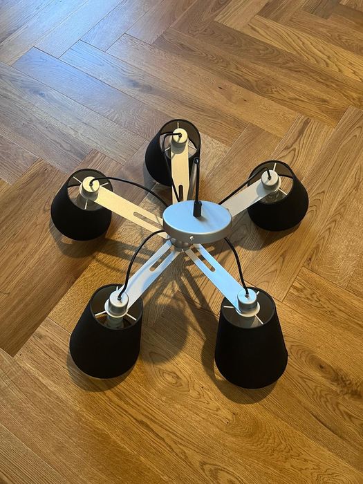 Lustra 5 brate negru argintiu