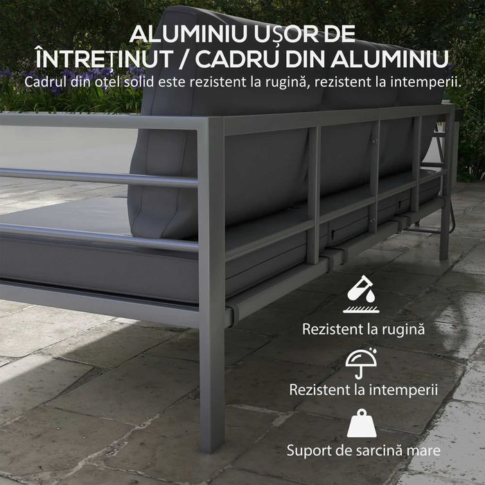 Canapea Gradina 3 persoane , Gri , HOMCOM