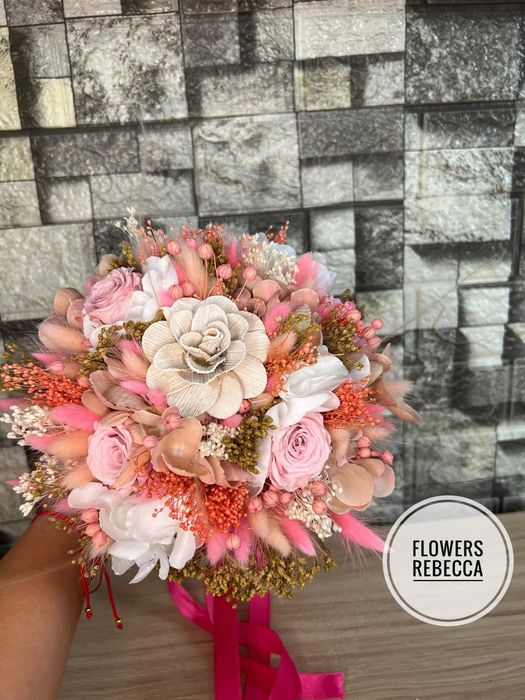 Buchet Mireasa Nasa Nunta Cununie Flori Uscate Personalizat dupa plac