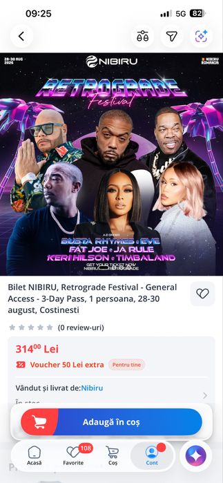 Bilet  la unul dintre festivaluri de la Nibiru