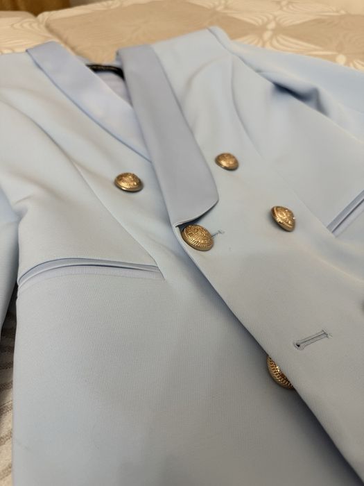 Платье-пиджак голубое