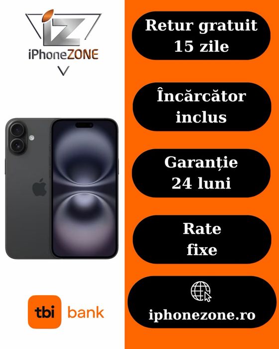 Iphone 16 128GB 100% Grad A Garantie 24 Luni - iphonezone.ro