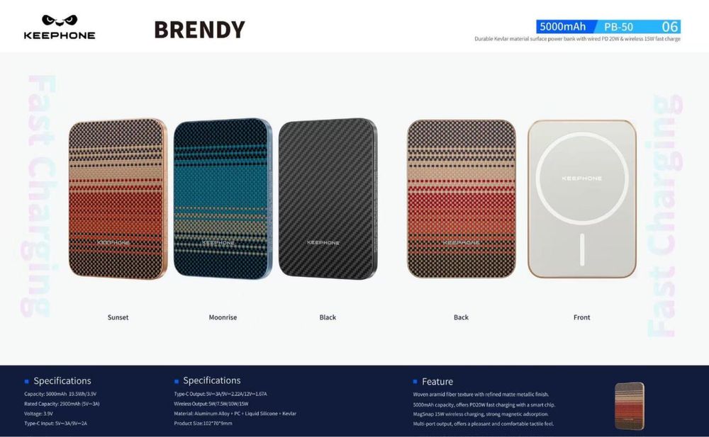 Power bank Keephone Original Carbon Brendy 5.000/10.000mah Pitaka