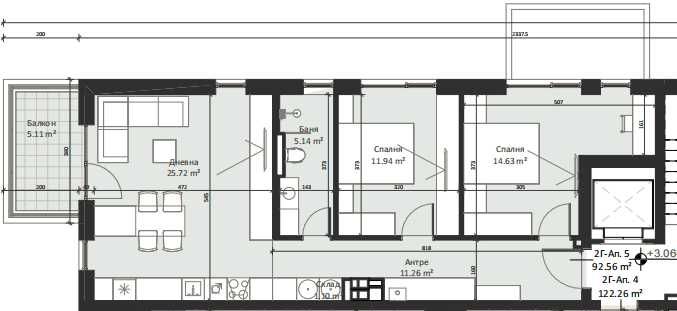 Тристаен Апартамент в Малинова Долина! Юг! Среден Етаж!