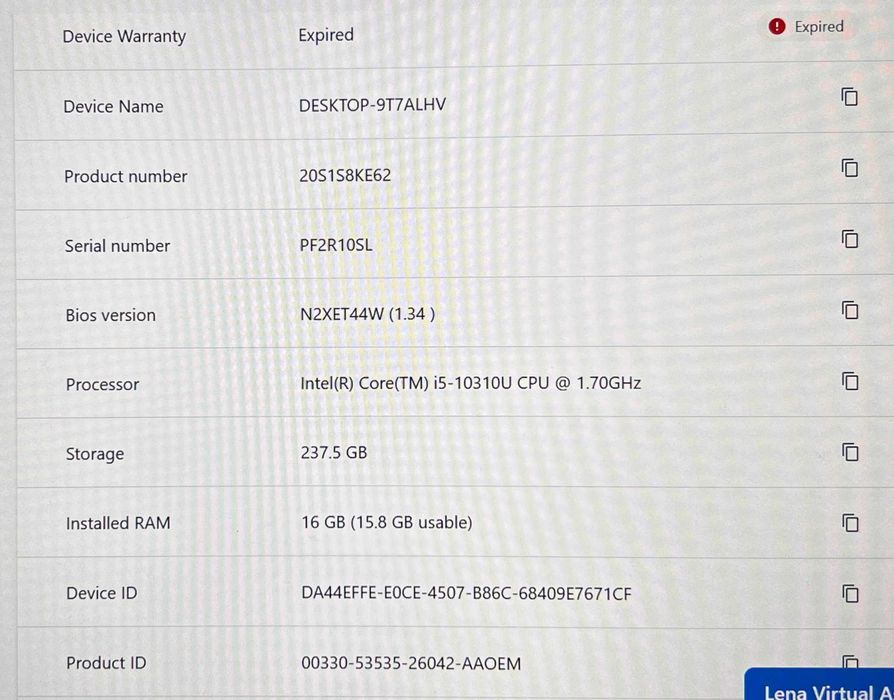 Lenovo ThinkPad T14 gen 1 (Intel i5, 16 GB RAM DDR4, 256 GB SSD)
