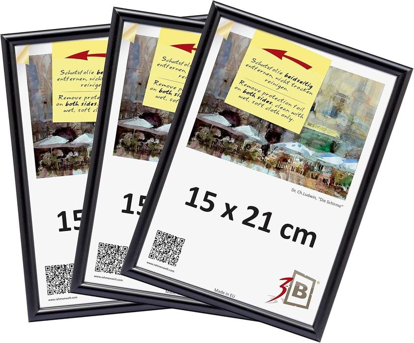 Комплект 3 рамки за снимки 15x21 A5 черни за стена и маса