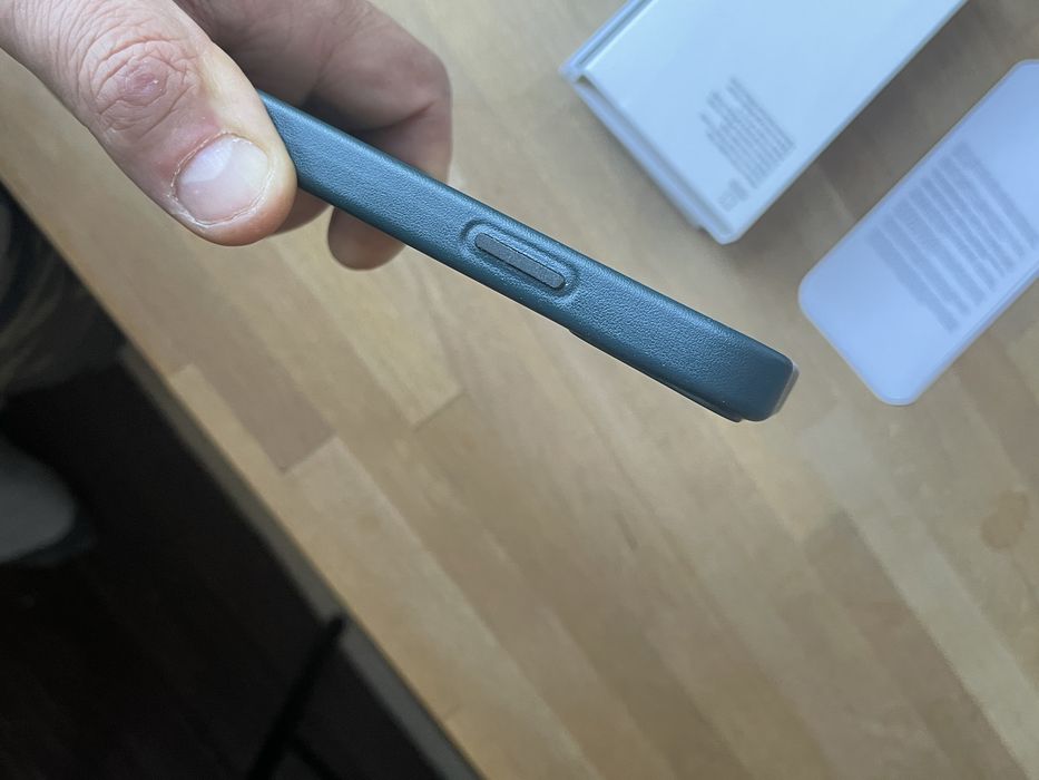 Husa piele iPhone 13 mini, verde, noua