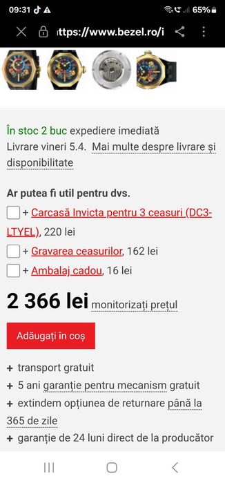Ceas Invicta Automatic 52 mm, NOU