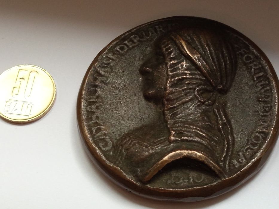 Medalie foarte rară Caterina Sforza,sec.XV,Niccolò di Forzore Spinelli