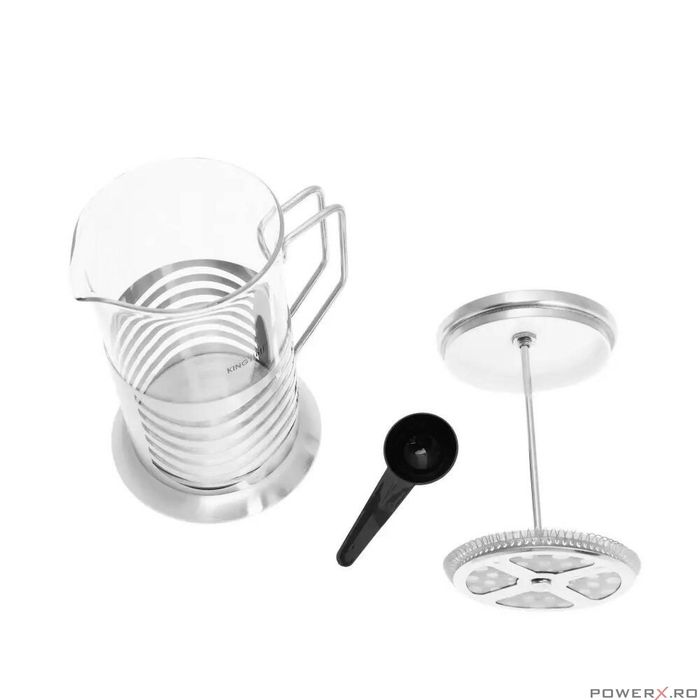 Infuzor ceai, din sticla si inox, ceainic cu presa, 0.8L, Kinghoff