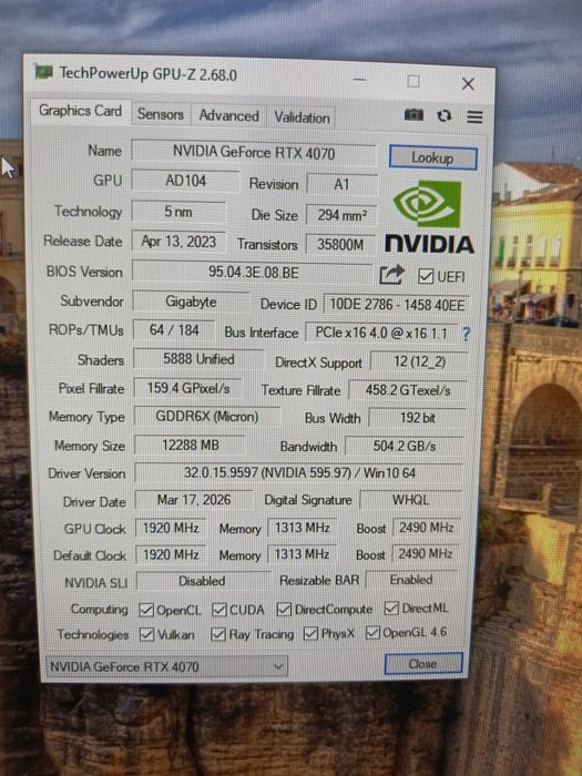 RTX4070 12Gb Gigabyte Windforce OC