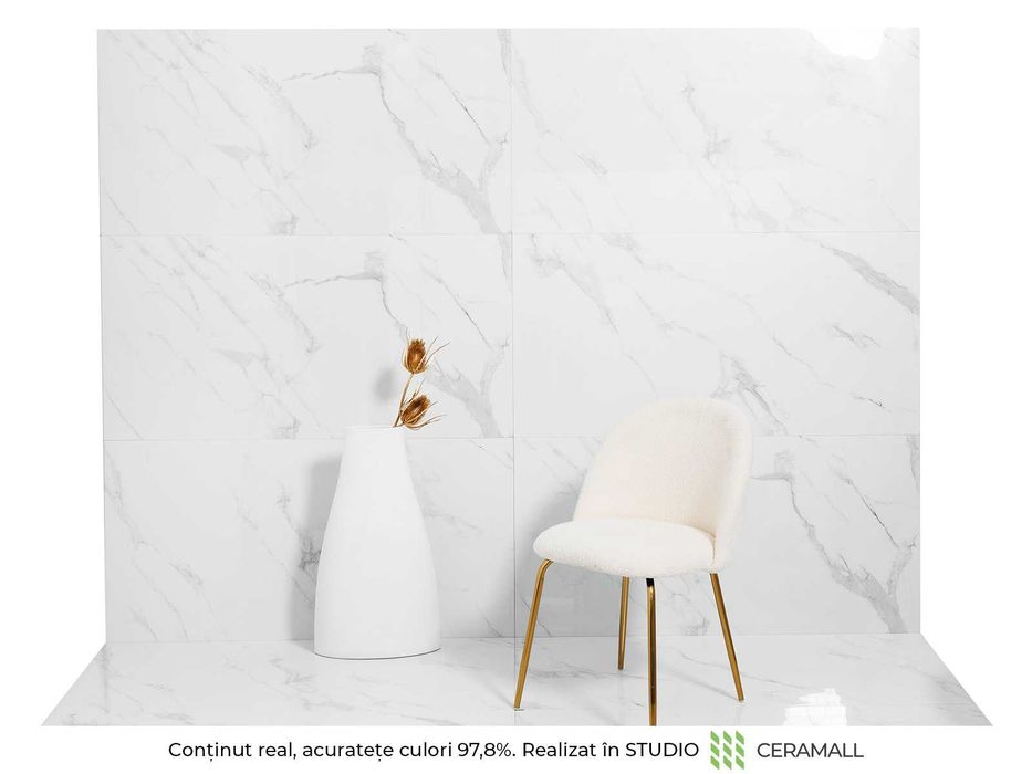 Gresie Avellino Calacatta White 60x120 Rect Lucioasa