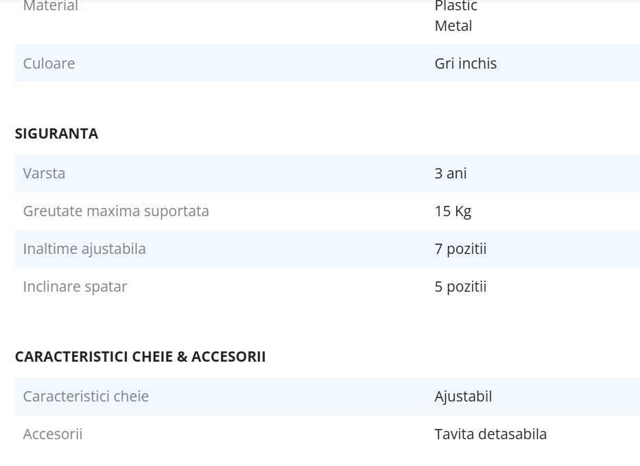 Scaun de masa Peg Perego Prima Pappa Zero Follow Me, Gri , bebe