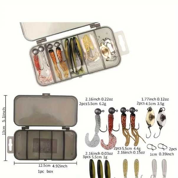 Комплект изкуствени риболовни примамки с кутия за съхранение