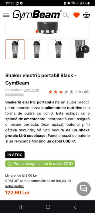 Shaker din otel XBEAM,si GymBeam