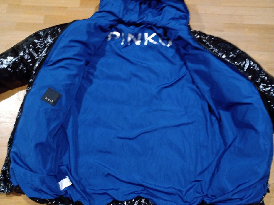 Pinko женско зимно лъскаво дълго яке оригинал черно дамско