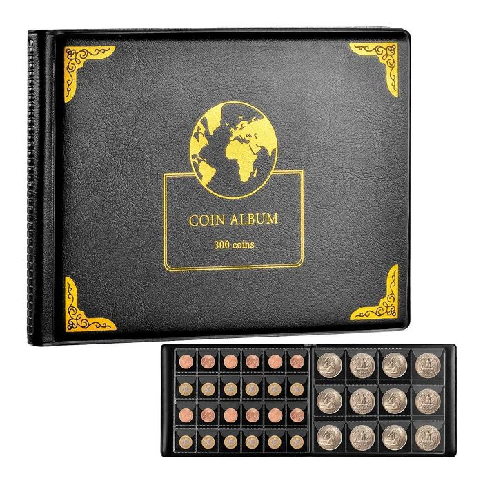 Чисто нов класьор / албум за монети  – 300 джоба (30 мм и 38 мм)