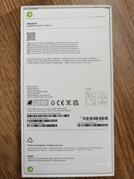 Iphone 17e, Sigilat, Black, 256GB