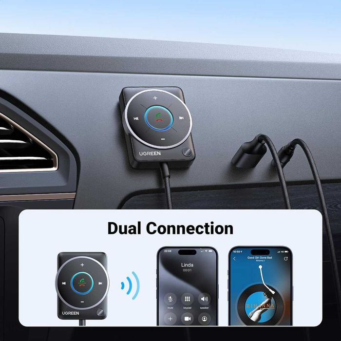 UGREEN Aux Bluetooth 5.4 автомобилен адаптер приемник, с 3.5mm AUX свързване