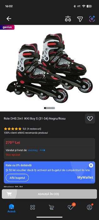 Role 2 in 1 cu patine mărimea 35-38