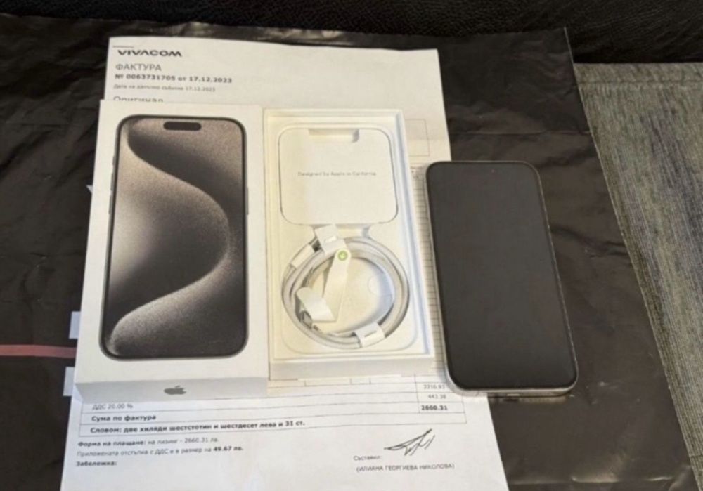 КАТО НОВ 256GB iPhone 15 Pro Гаранция Vivacom 2025г. Natural | Сив