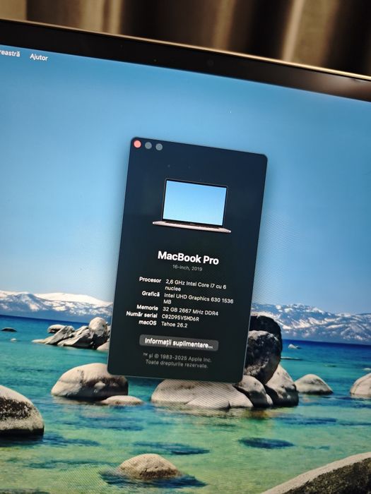 Laptop Apple Macbook Pro i7 16inch 32gb RAM,  2019