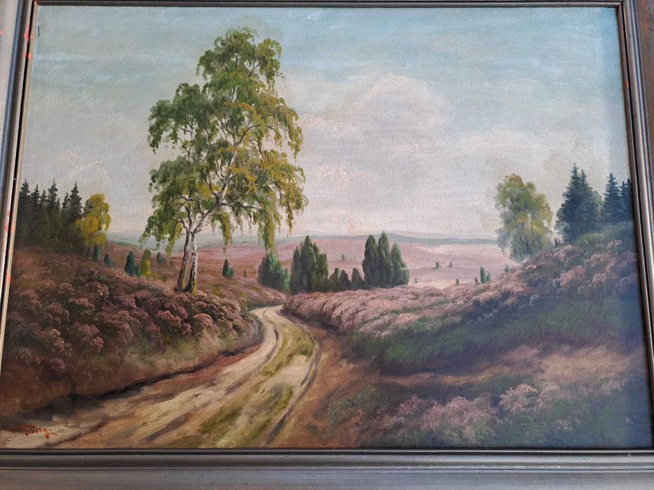 tablou vechi pictura pe panza 80/61 cm semnat w segeberg