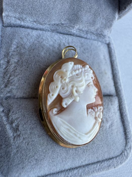 Brosa/pandantiv din aur si camee