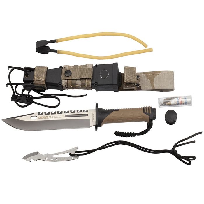 Cutit vanatoare Thunder Sound, otel, 30 cm, bej, teaca inclusa