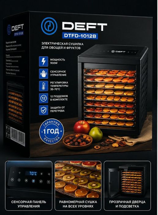 Professional dehydrator DEFT DTFD-1012B
Qoqi va chips tayyorlash appar