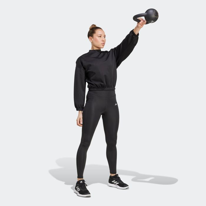 Bluză crop top fitness Adidas Negru Damă - produs resigilat Decathlon