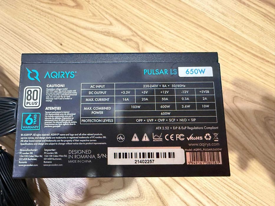 Sursa Aqirys Pulsar LS 650W 80+