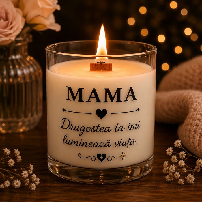 Lumânare personalizată cu nume și mesaj | Cadou pentru soție, mamă