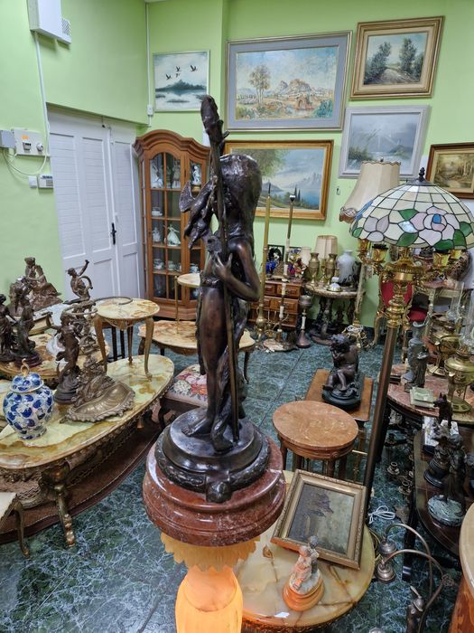 Голяма уникална антикварна френска бронзова фигура