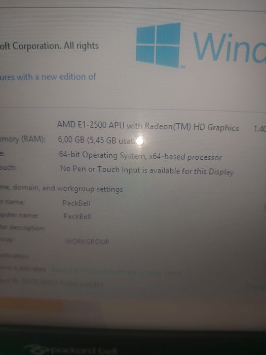 Laptop Packard Bell AMD