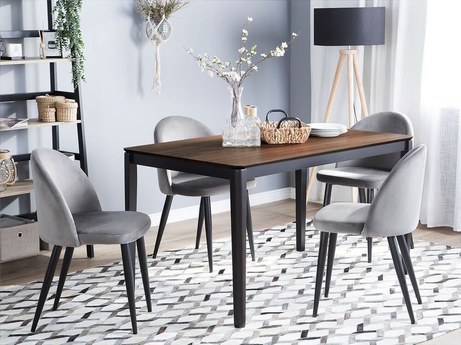 Set 2 scaune dining din catifea gri, Beliani