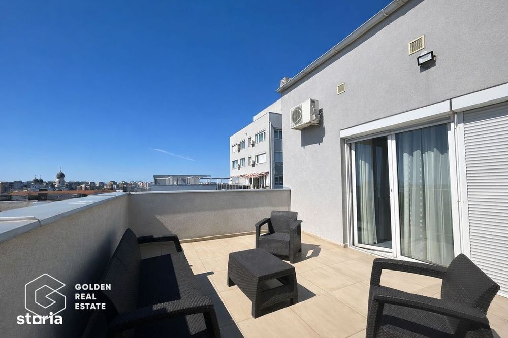 Penthouse Ared Uta, amenajat modern, vedere panoramica spre Stadionul