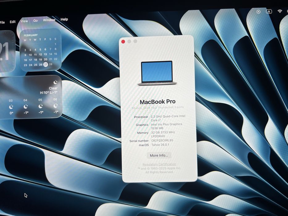 Macbook Pro 13” 2020 Intel i7, 512 GB SSD, 32 GB RAM